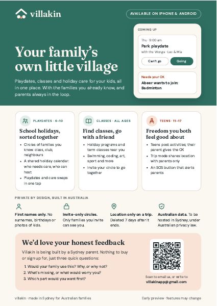 Front page of the 2-page Villakin flyer